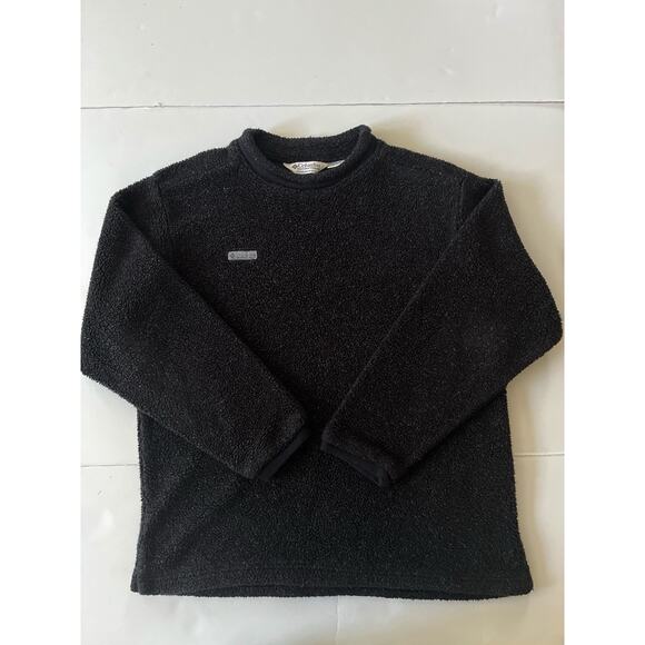 VTG Columbia Sherpa Deep Pile Sweater Men L Black Gorpcore Made In USA - Picture 1 of 10